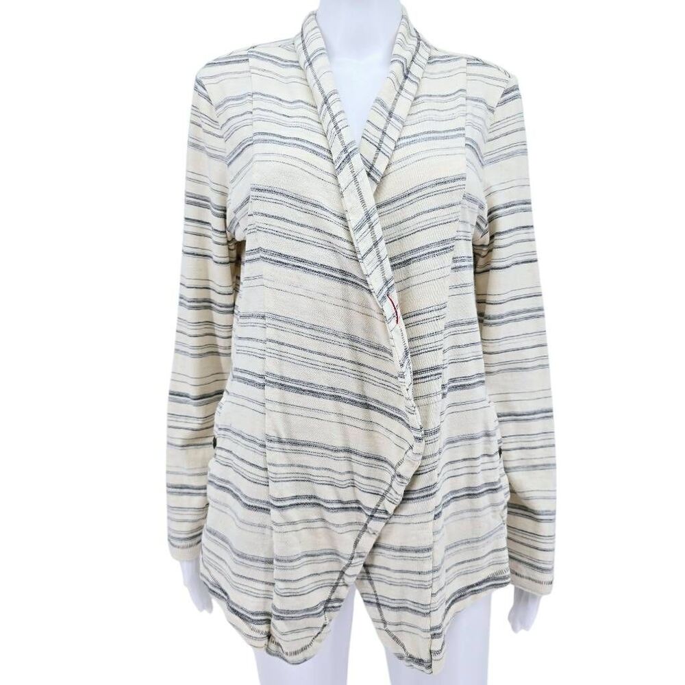 Anthropologie Saturday Sunday Striped Open Cardigan White M